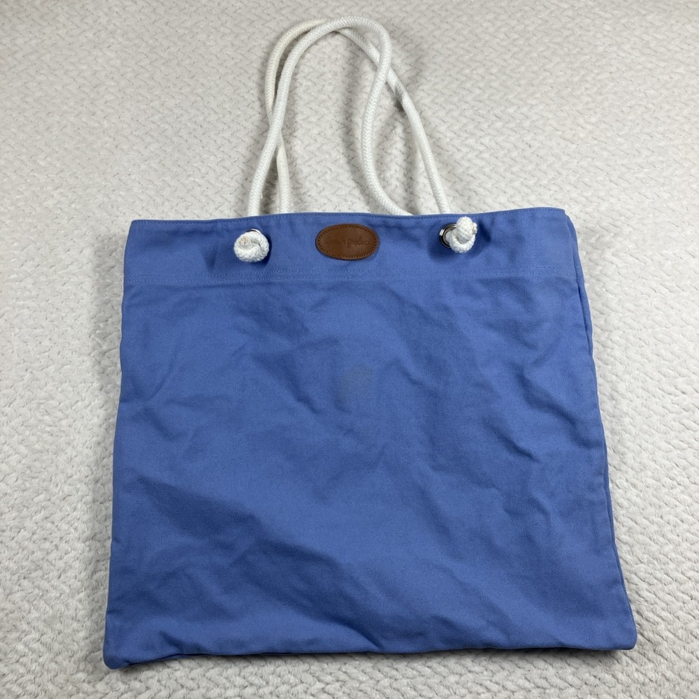 Fresh Produce Shopping Beach Pool Tote Bag Cavas Blue Coastal Stain